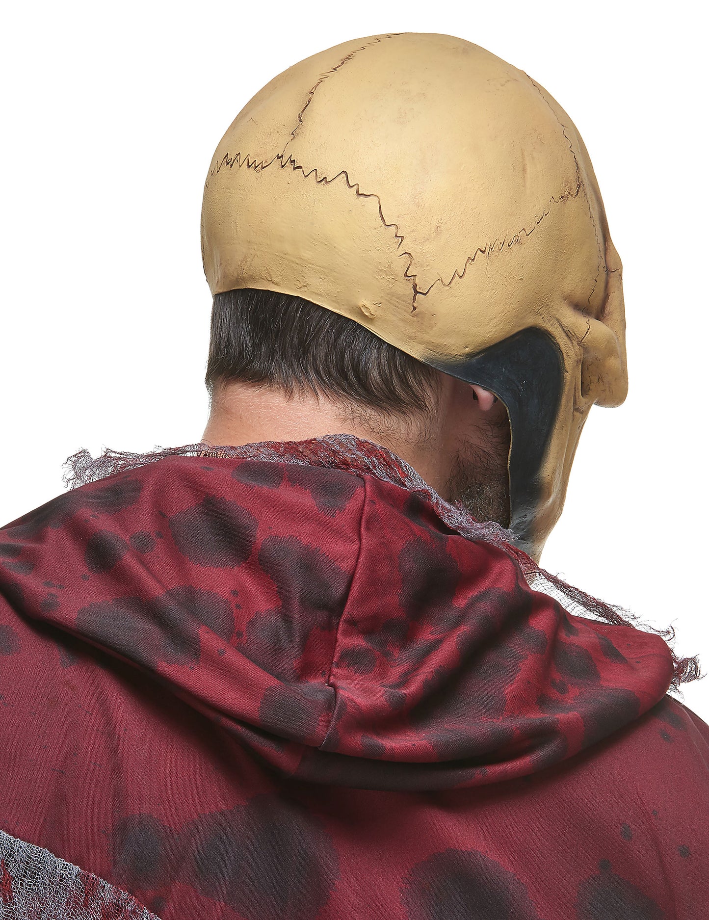 Vue de dos du masque latex crâne effrayant