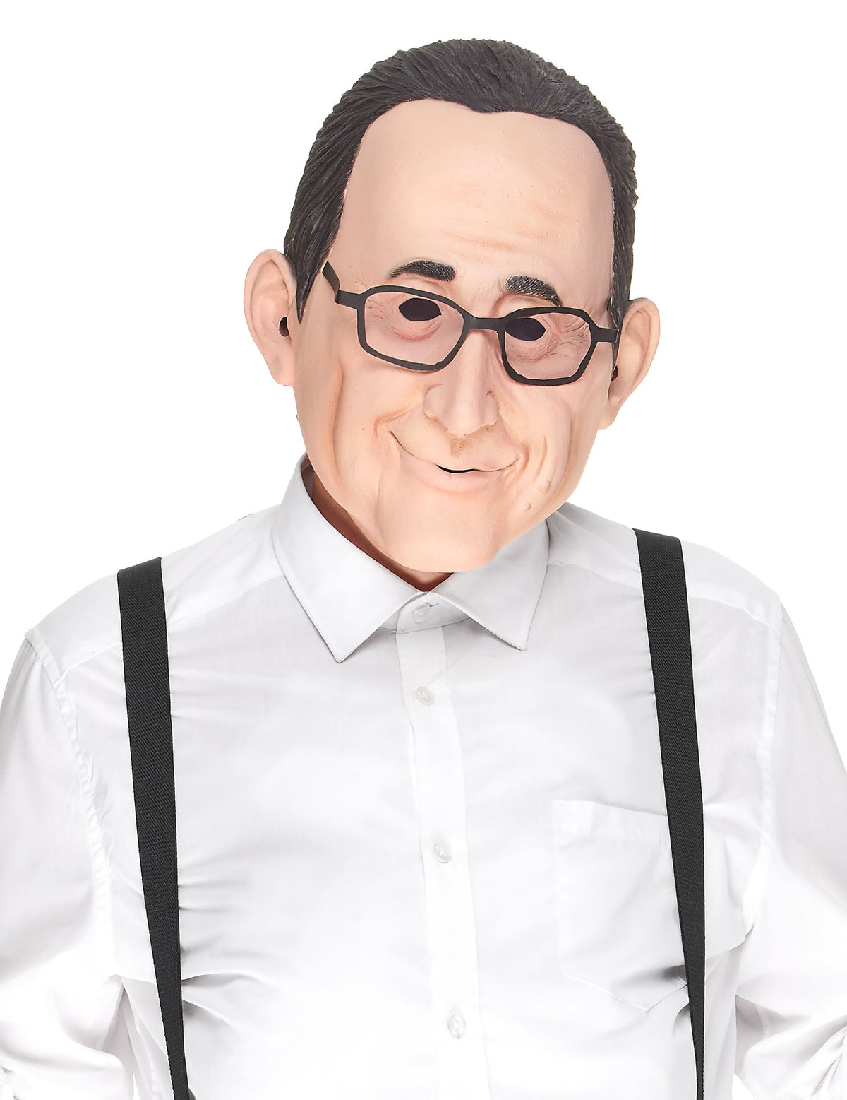 Masque humoristique en latex François pour adulte beige avec lunettes noires