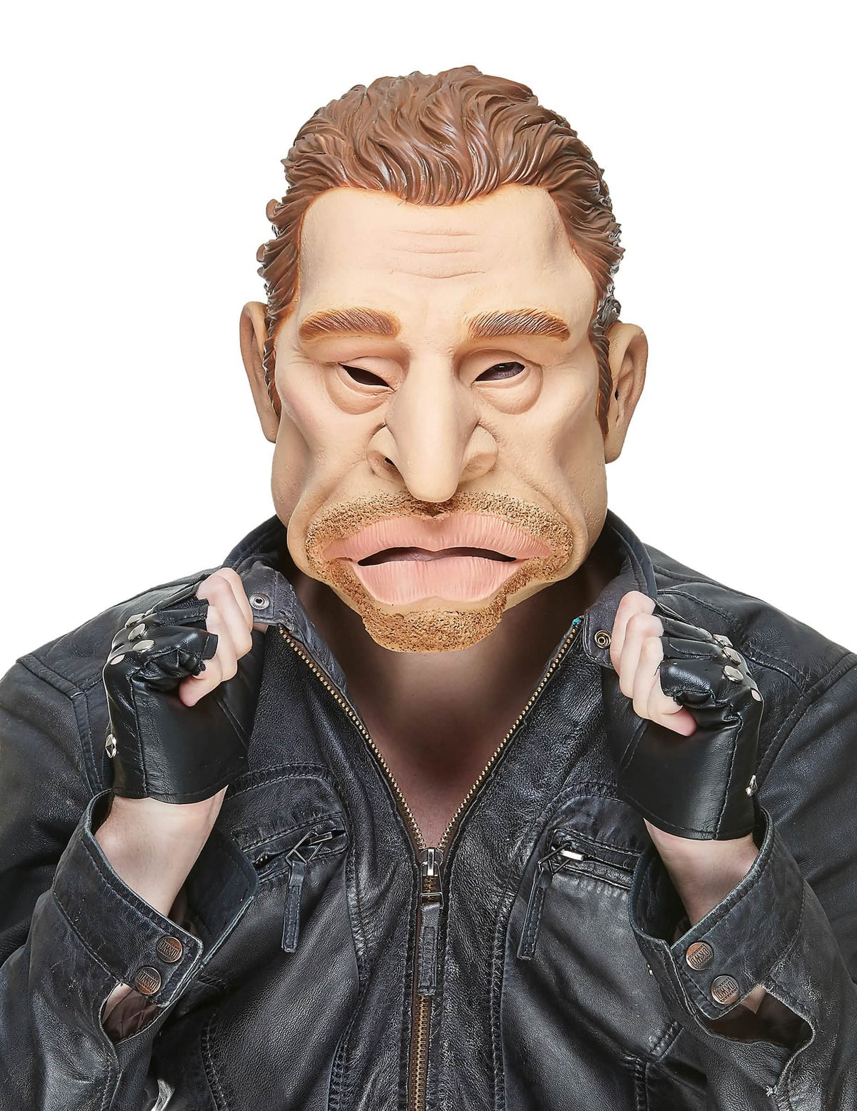 Humoros Johnny latex maszk felnőtt számára, bézs, barna hajjal