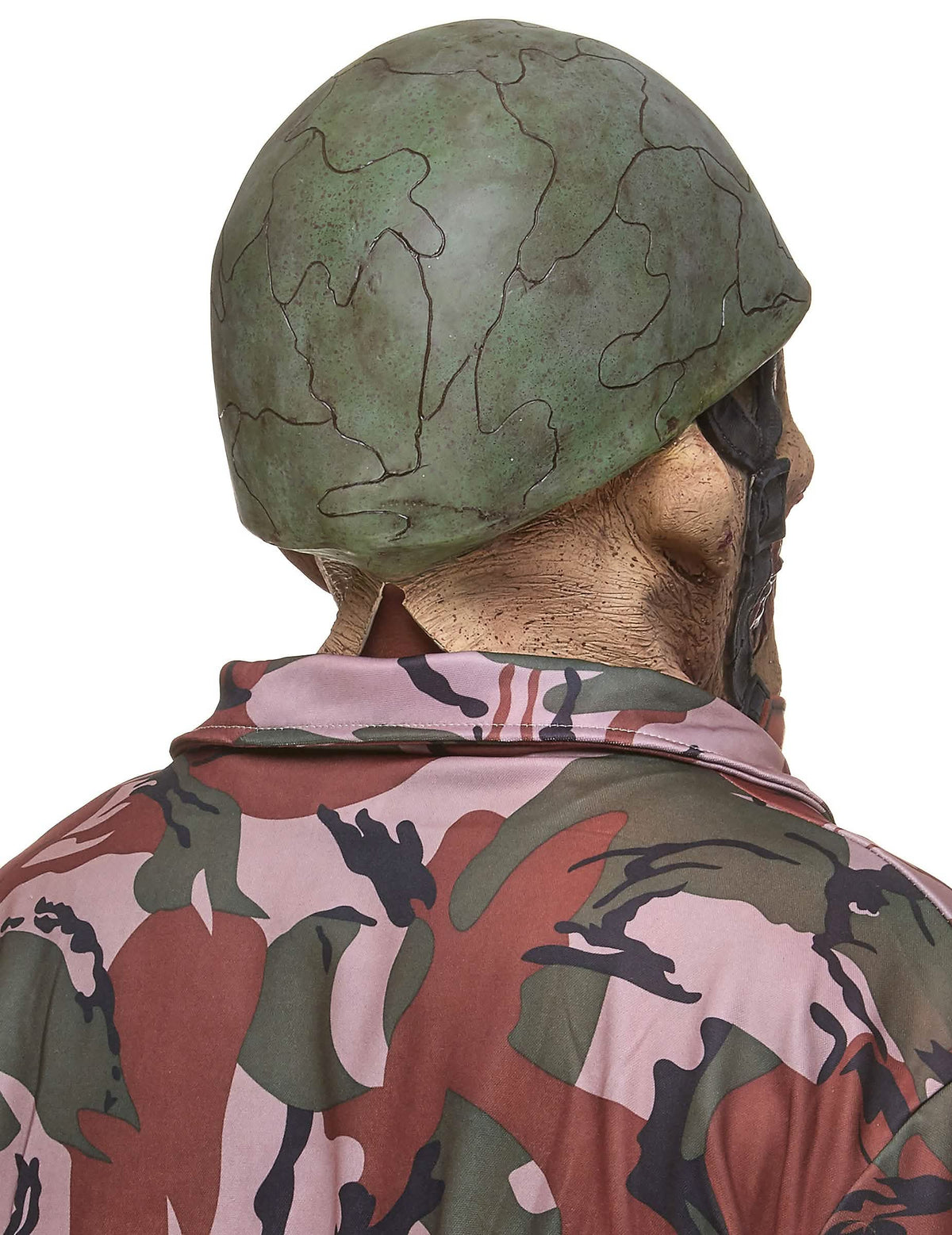 A felnőtt zombi katona latexmaszk hátulnézete