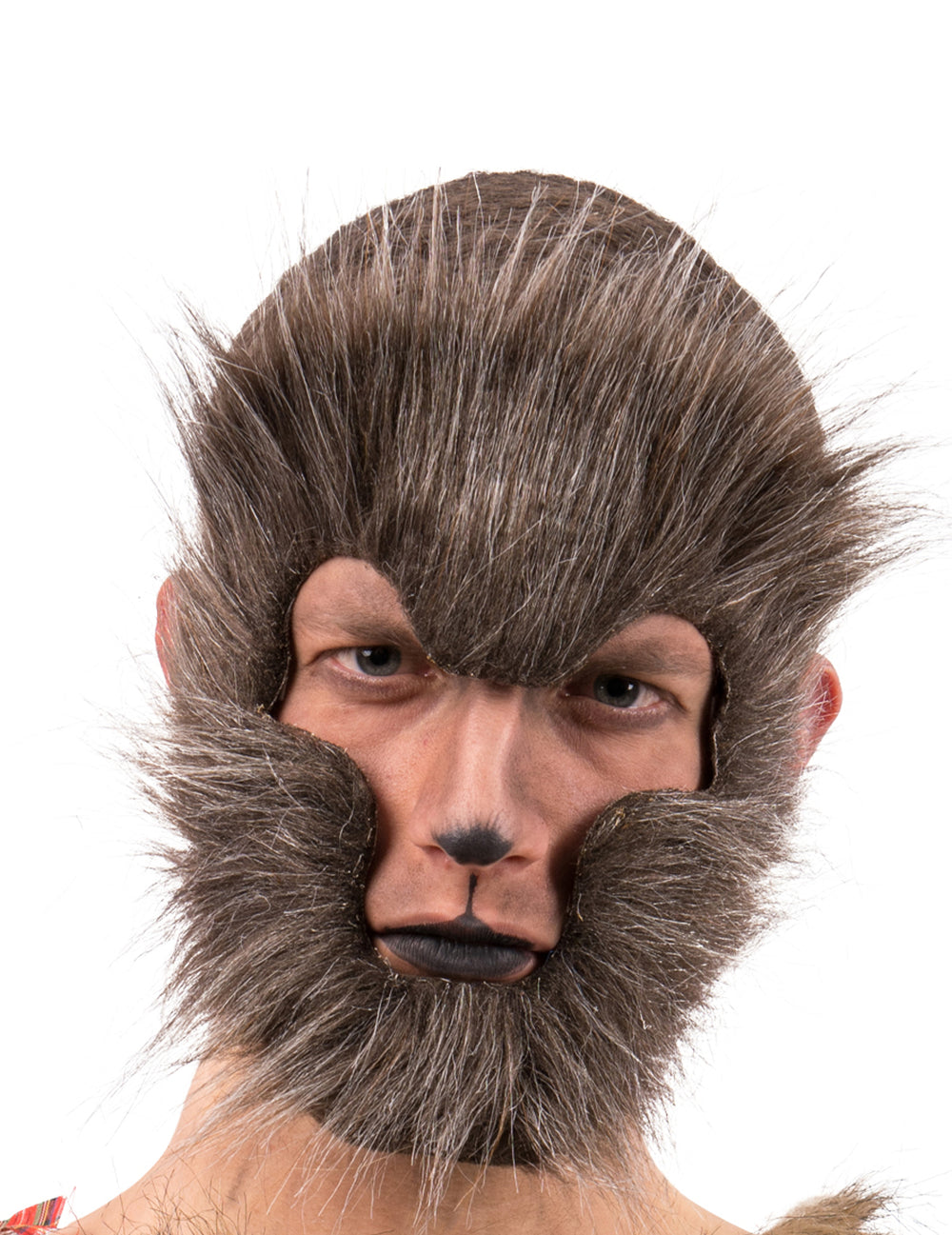 Masque loup pour adulte brun avec fausse fourrure