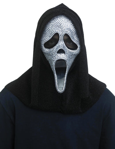 Masque Scream™ à strass pour adulte argenté et noir