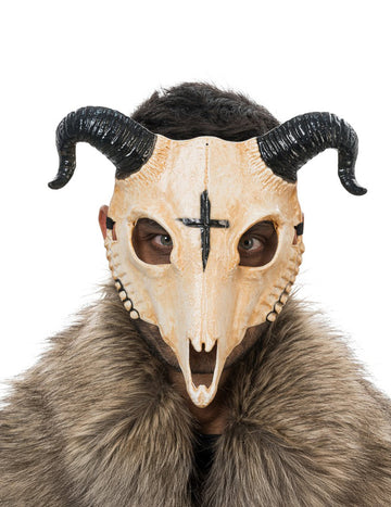 Felnőtt fehér szarv démon csontváz maszk