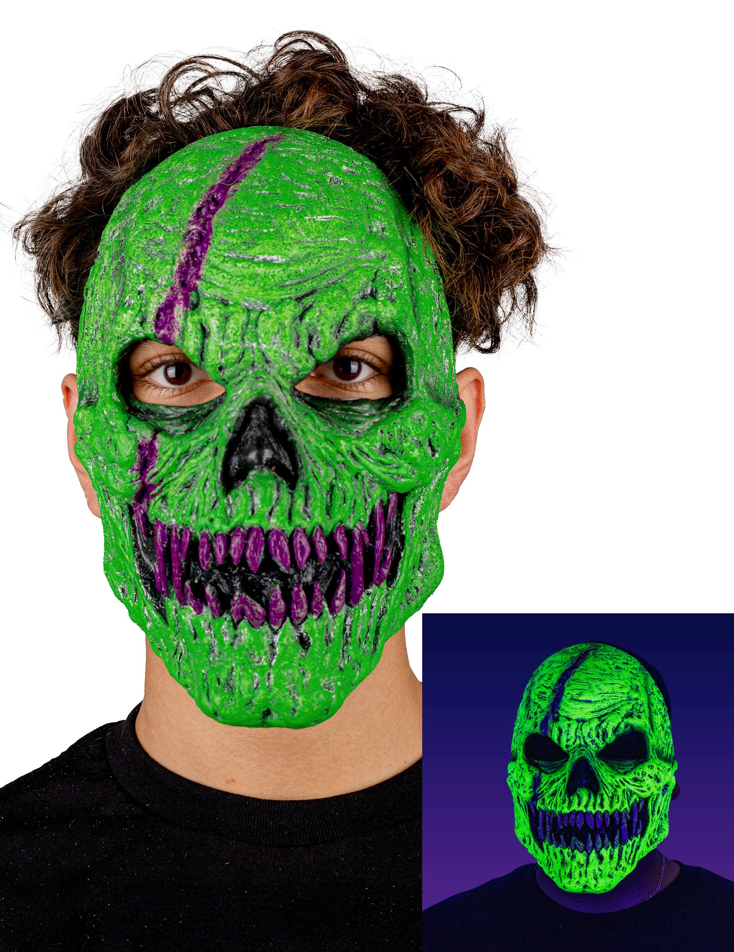 Felnőtt zöld démoni csontváz maszk