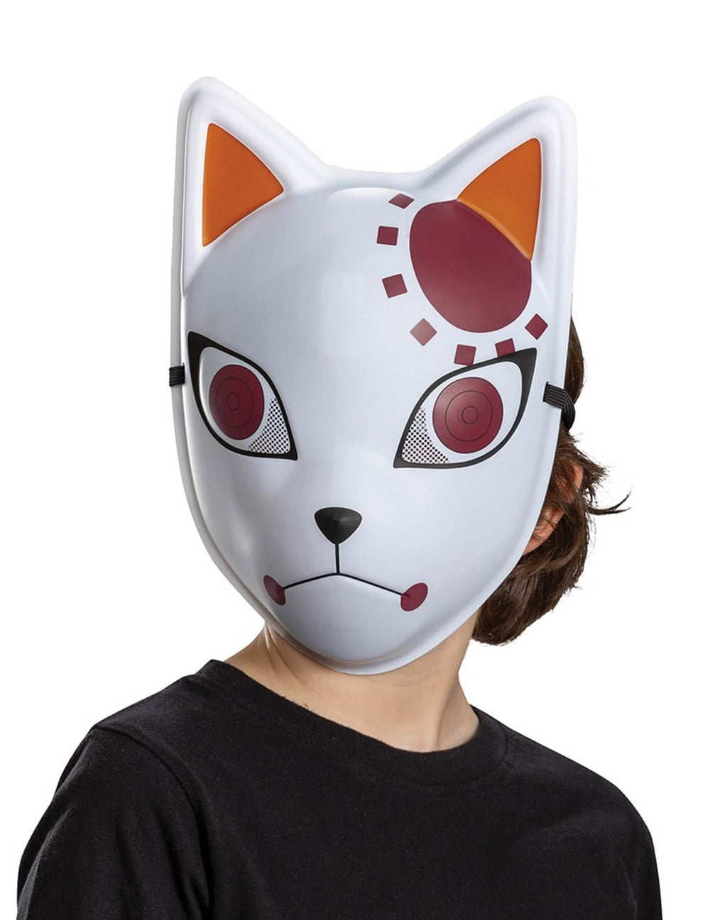 Tanjiro Demon Slayer™ felnőtt fehér maszk piros és narancssárga mintákkal