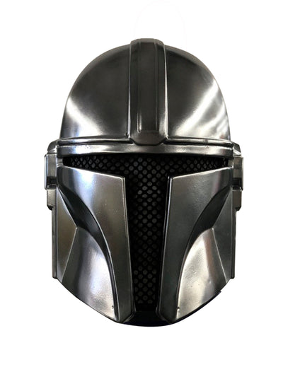 Masque The Mandalorian pour enfant gris métallisé avec visière noire