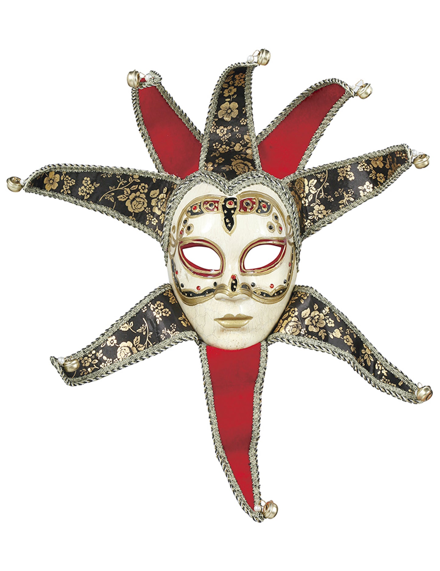 Női velencei álarc piros-fekete színben 