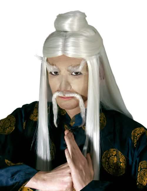 Moustache de Maître Lee pour adulte blanche