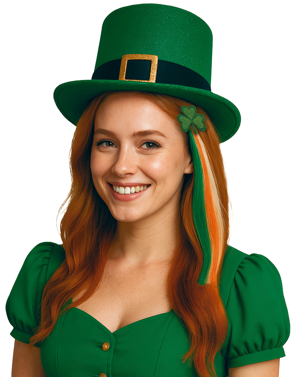 Mise en situation de la mèche de cheveux Irlandaise avec trèfle
