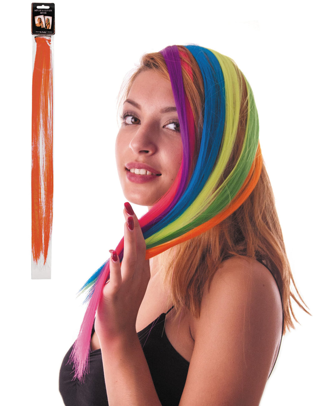 Mèche à clipser pour cheveux pour femme orange