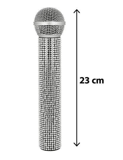 Ezüst strasszos mikrofon 23 cm