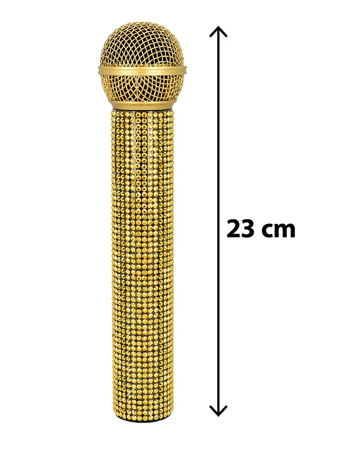 Aranyszínű strasszos mikrofon 23 cm