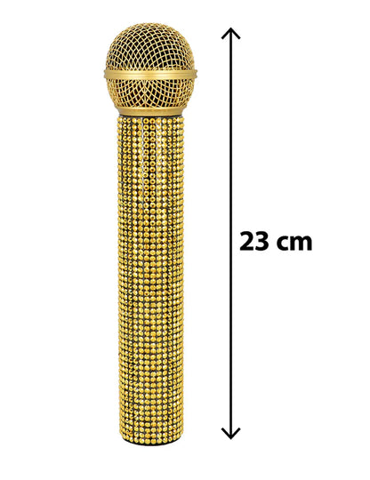 Aranyszínű strasszos mikrofon 23 cm