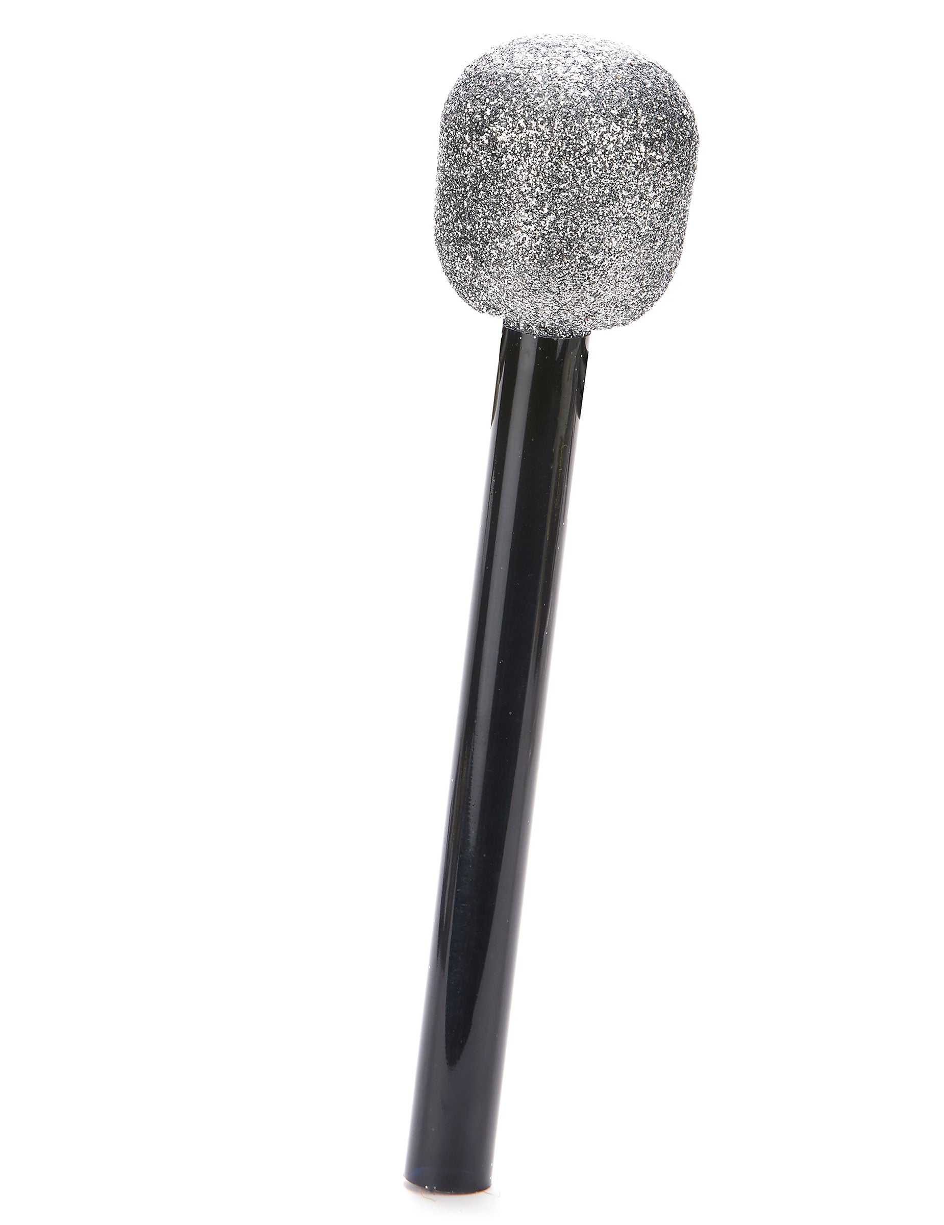 Micro chanteur pour adulte et enfant noir et argenté à paillettes