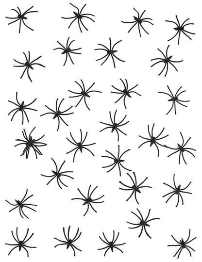 30 mini fekete műanyag dekoratív pók