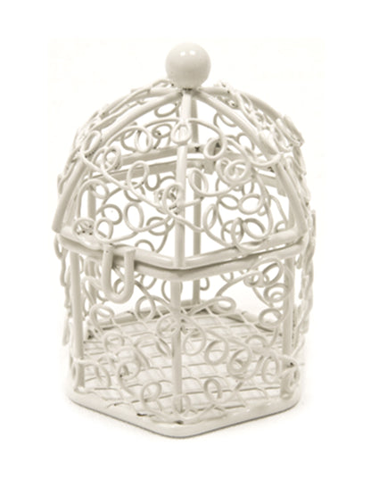 Mini White Metal Bird Cage 5,5 x 4,5 cm