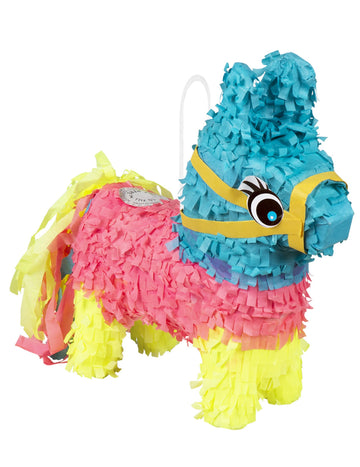 Vue de dos de la mini piñata âne multicolore