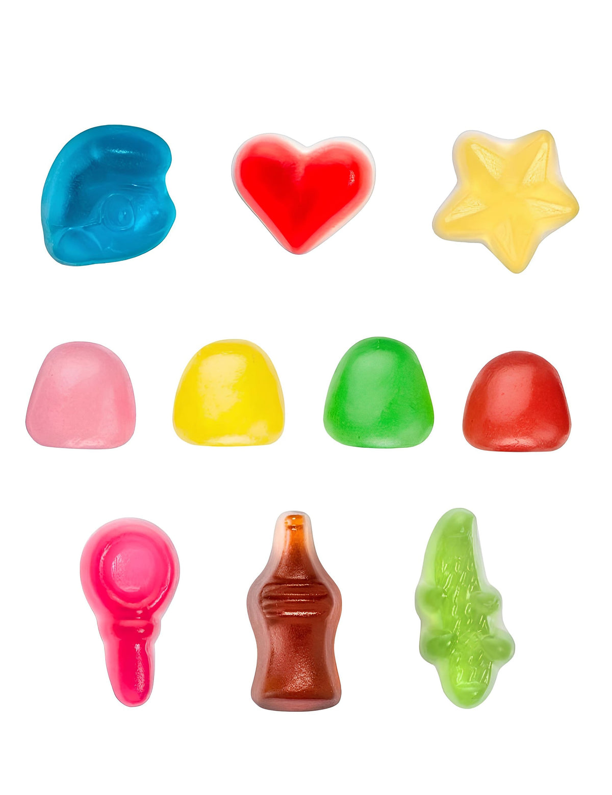 Détail des différentes formes de bonbons du mini sachet de bonbons Haribo Happy Life