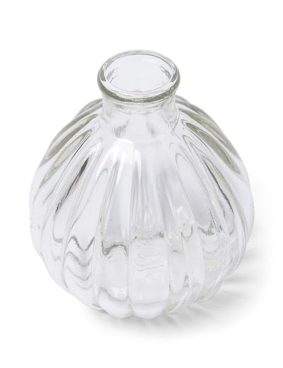Mini vase rétro en verre ondulé transparent