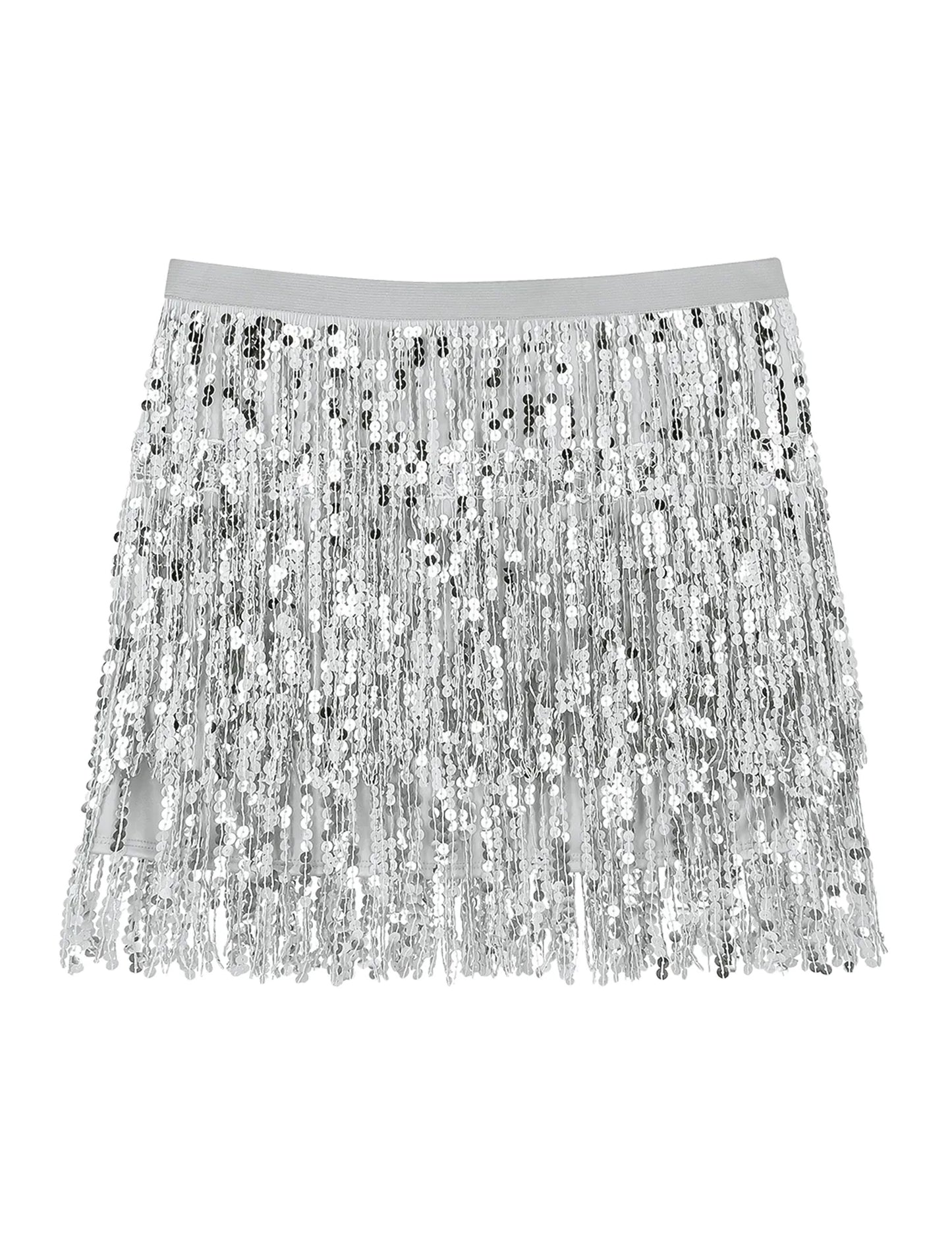 Ezüst flitteres miniszoknya női 