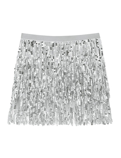 Ezüst flitteres miniszoknya női 