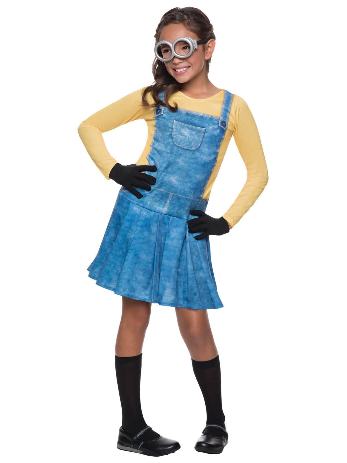 Minions™ lány sárga és kék ruhás jelmez szemüvegekkel