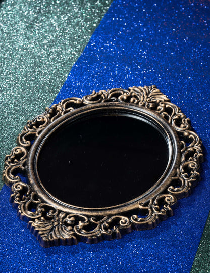 Fekete és antik bronz tükör, 40 cm