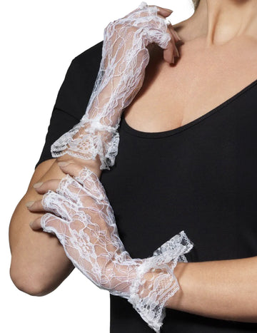 Fehér csipkés kesztyű nőknek