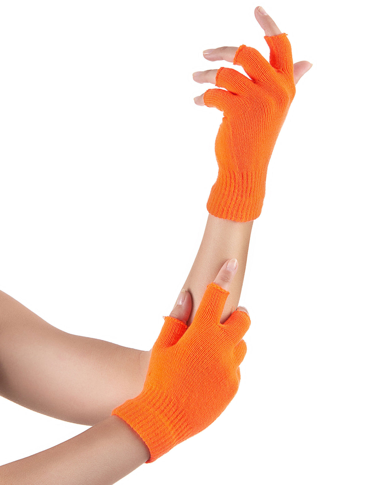 Mitaines courtes pour adulte orange fluo