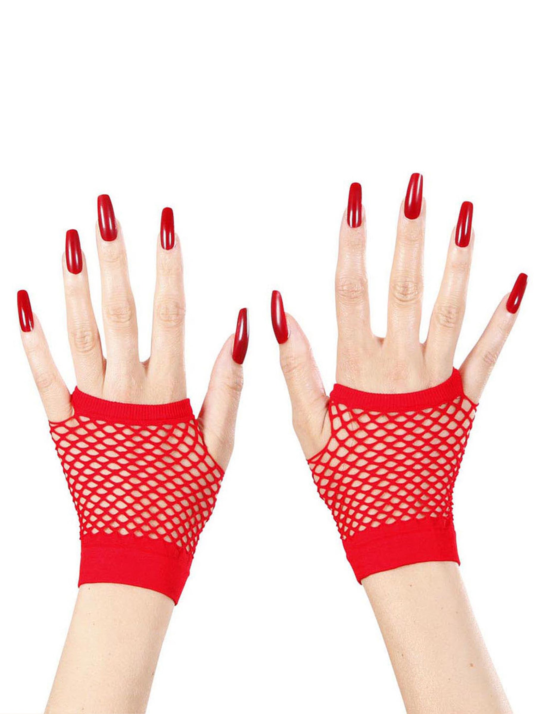 Mitaines courtes résille pour adulte rouges