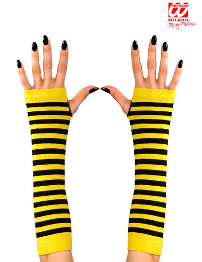 Détail des rayures des mitaines longues abeille