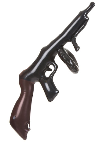 Mitraillette gonflable gangster pour adulte noir et marron