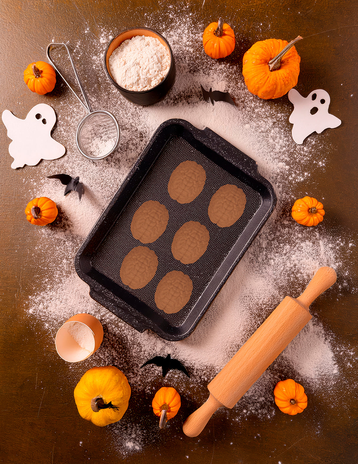 Mise en situation d'Halloween du moule silicone 6 cerveaux