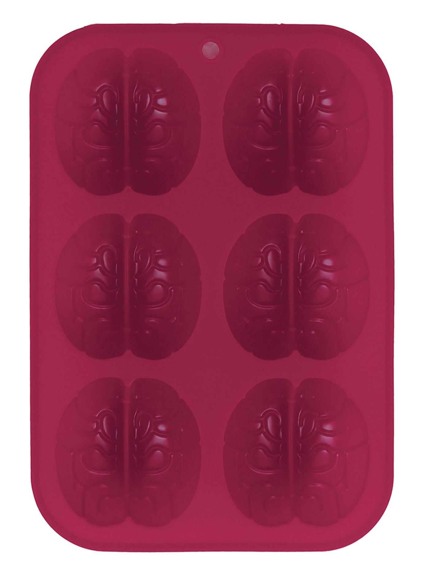 Moule silicone 6 cerveaux pour Halloween rouge