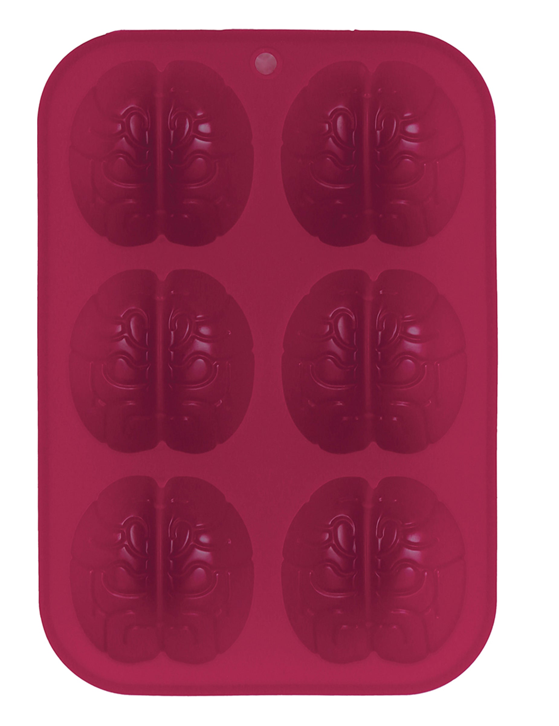 Moule silicone 6 cerveaux pour Halloween rouge