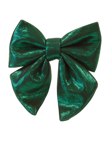 Sötétzöld metál színű textil csokornyakkendő 15 cm