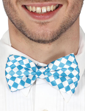 Bajor csokornyakkendő kék és fehér csekkekkel