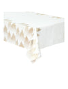 Nappe floquée sapins pour table de fête blanche et or