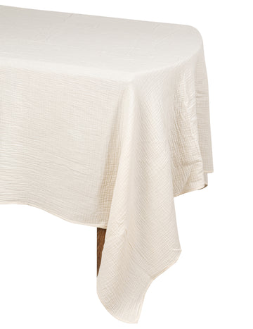 Krémszínű pamut géz terítő 130 x 240 cm bohém stílus