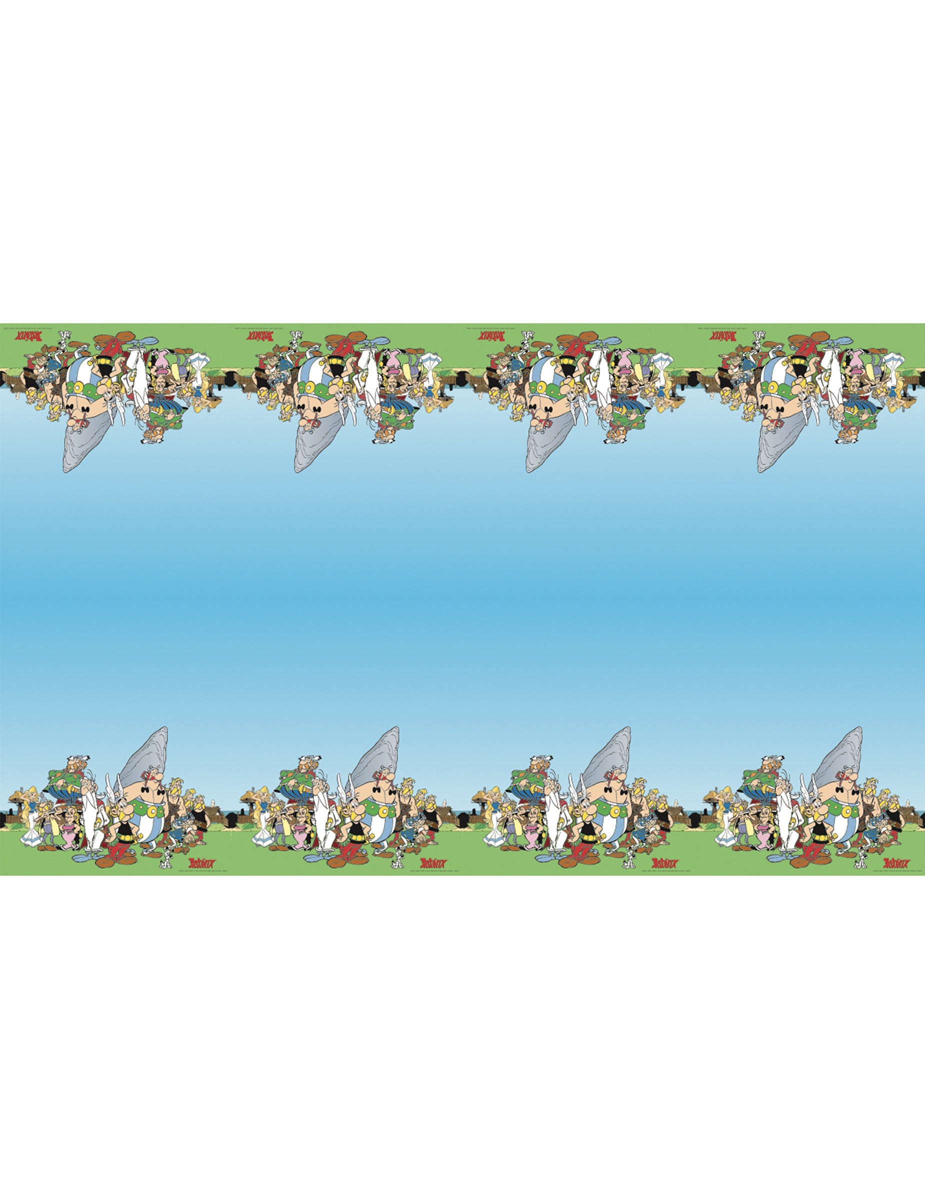 Nappe en papier Astérix pour fête bleu ciel avec personnages gaulois
