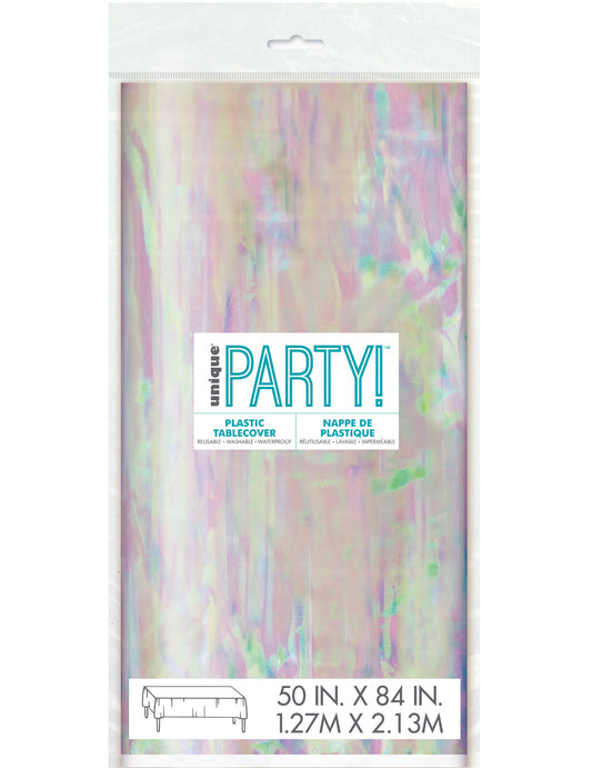 Nappe en plastique iridescente pour fête pastel