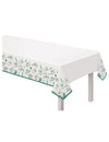 Nappe en plastique koala pour anniversaire blanche à motifs koalas et feuilles vertes