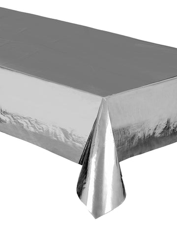Ezüstmetál műanyag terítő 137 x 274 cm vízálló és újrafelhasználható