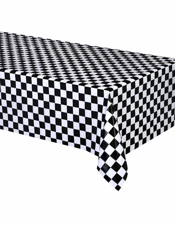 Műanyag terítő racing 137 x 274 cm fekete-fehér kockás 