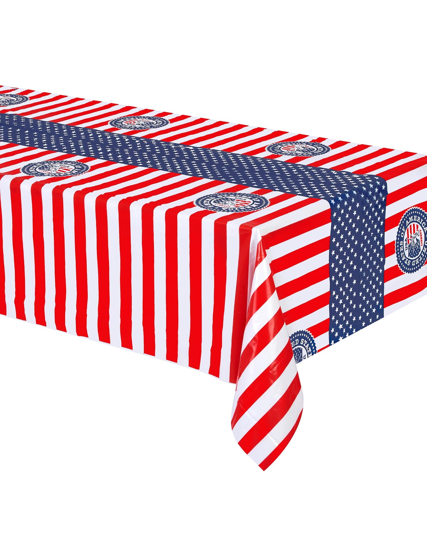 Nappe USA pour décoration de fête rouge blanc et bleu à rayures et étoiles