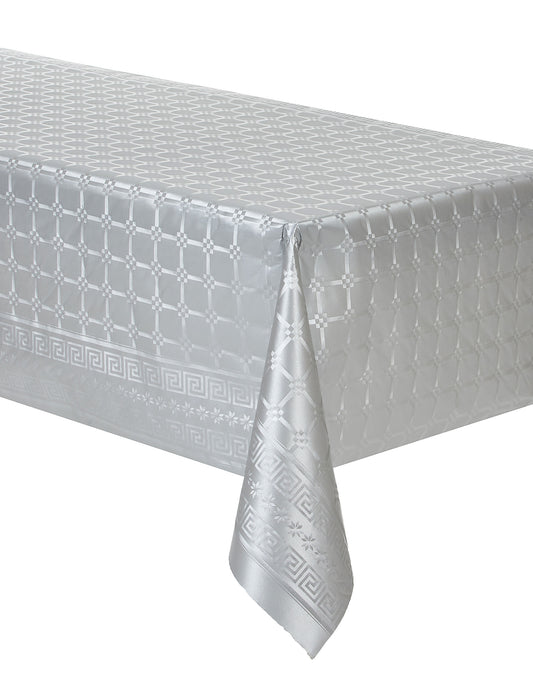 Nappe en rouleau papier damassé pour fête argenté