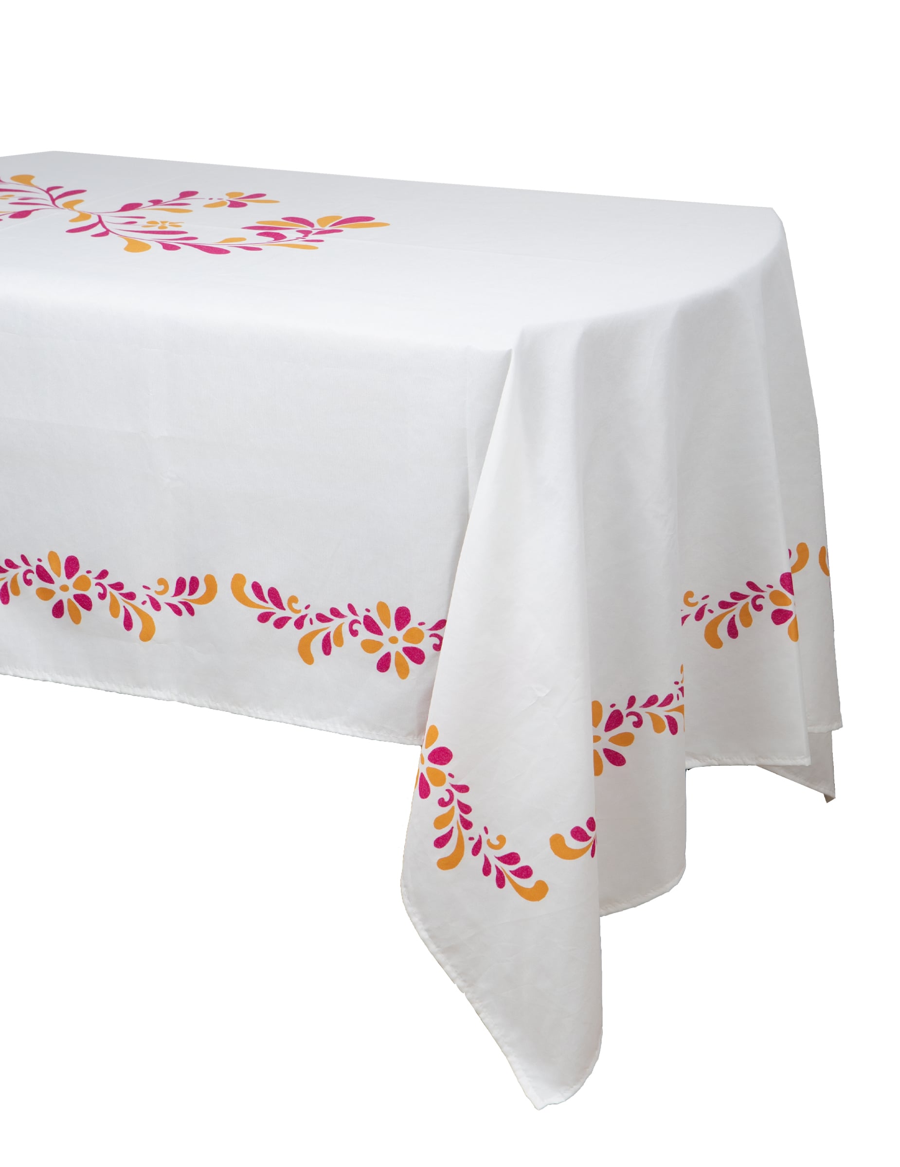Nappe en tissu Pink Limonade blanche à motifs roses et jaunes