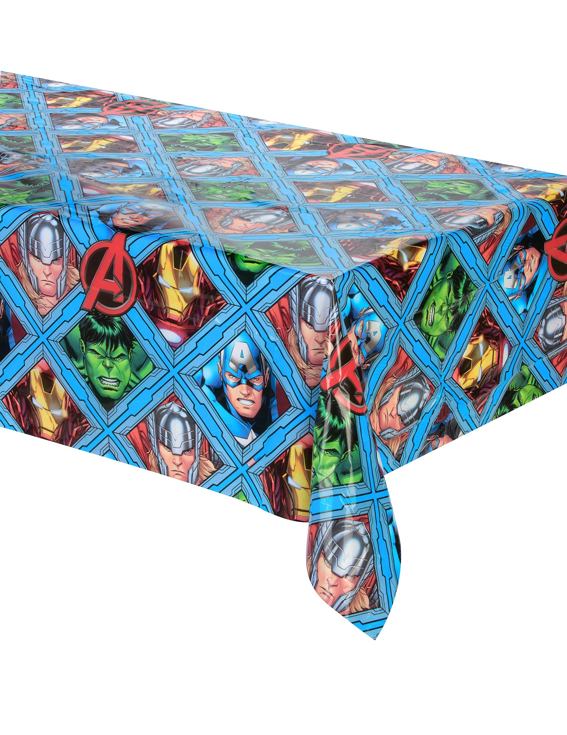 Nappe plastique Avengers Mighty bleue avec motifs Captain America Hulk Thor et Iron Man