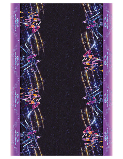 Nappe plastique K-pop Demon Hunters pour fête violette et noire avec personnages
