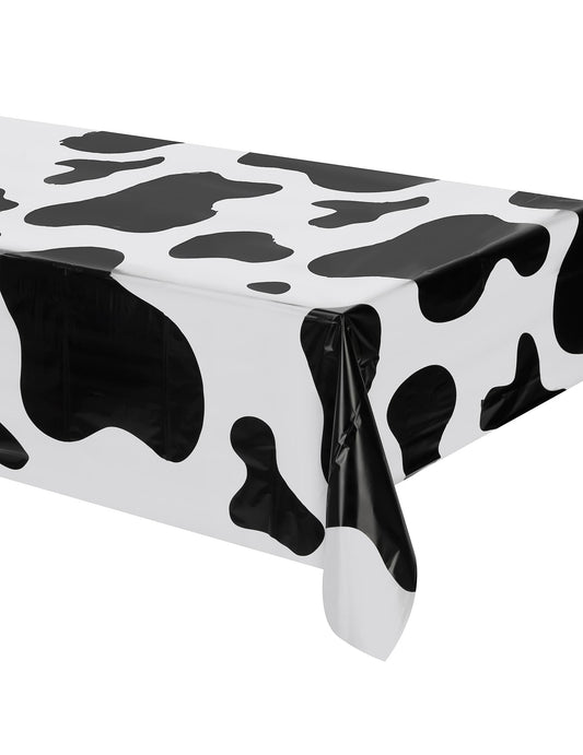 Nappe en plastique vache pour décoration de fête blanche à taches noires